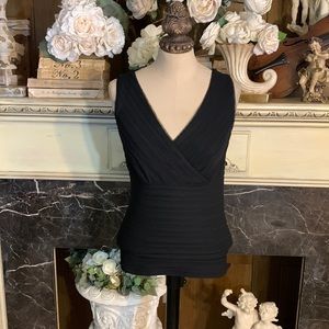 Formal sleeveless crossover front ruched top WHBM